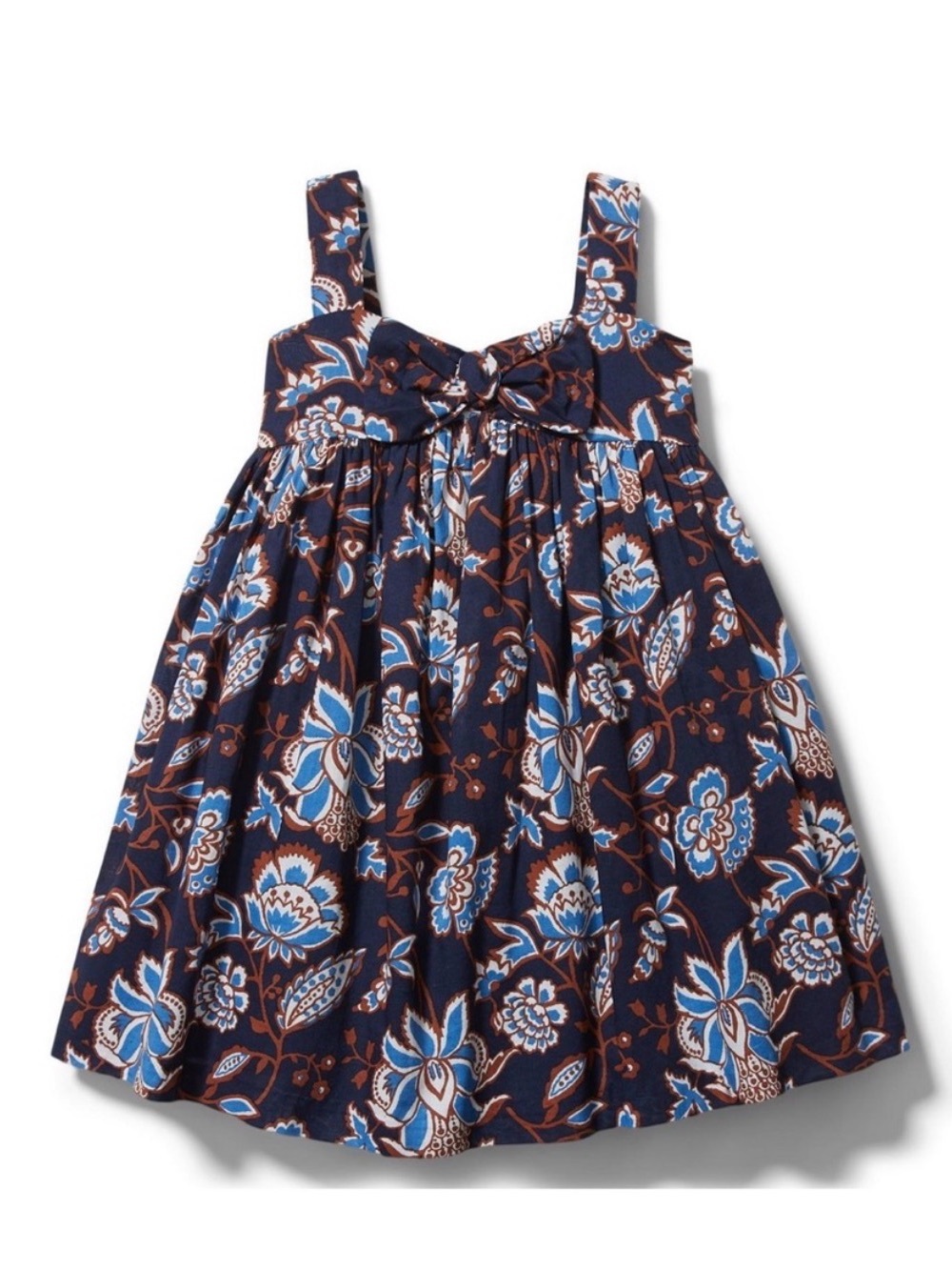 Janie and Jack Girls Size 4 Navy Floral Bow Dress Classic Preppy Church